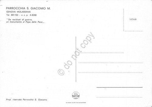 Cartolina Genova Molassana Parrocchia S. Giacomo