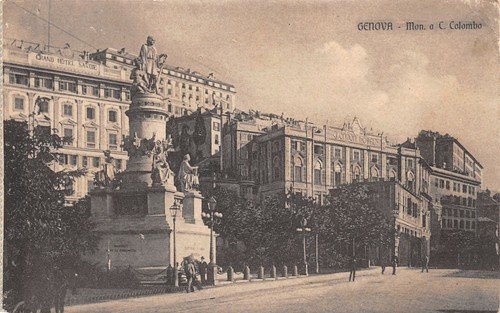 Cartolina Genova Monumento a Colombo animata