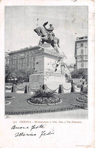 Cartolina Genova Monumento a Vittorio Emanuele Via Palestro | Immagine principale