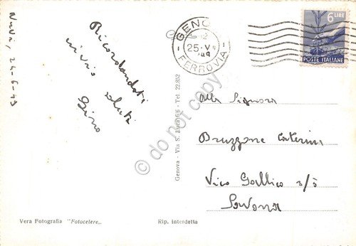 Cartolina Genova Nervi passeggiata a mare con rotonda 1949