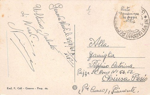 Cartolina Genova Nervi Passeggiata a mare Tramonto 1941