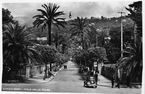 Cartolina Genova Nervi Viale delle Palme animata auto d'epoca anni … | Immagine principale