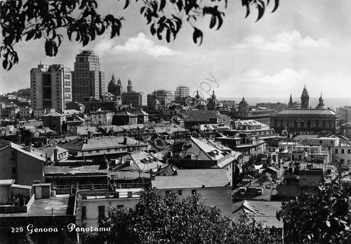 Cartolina Genova Panorama 1955 Timbro arruolamento aeronautica | Immagine principale