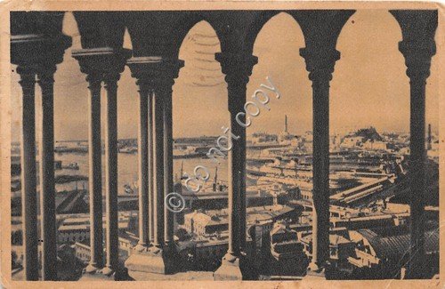 Cartolina Genova panorama da Castello De Albertis 1949
