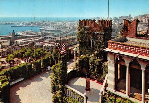 Cartolina Genova Panorama da Castello G.B. Albertis 1963