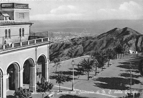 Cartolina Genova panorama da Santuario di N.S. della Guardia