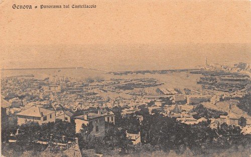 Cartolina Genova Panorama dal Castellaccio