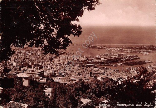 Cartolina Genova panorama dal Righi 1948 timbro Finale Ligure segnata