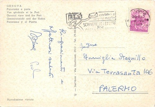 Cartolina Genova Panorama e Porto 1962