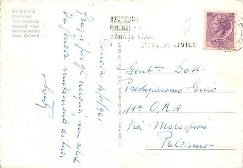Cartolina Genova Panorama generale 1961