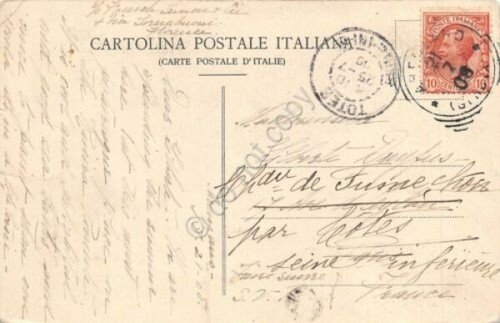 Cartolina Genova panorama tondo su sfondo bianco 1908