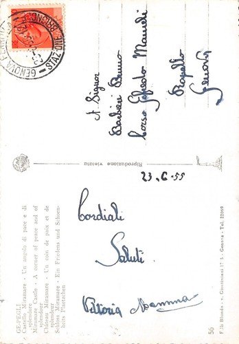 Cartolina Genova Pegli Castello Miramare 1955 | Immagine Gallery 2