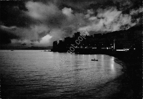 Cartolina Genova Pegli notturno con barca 1964