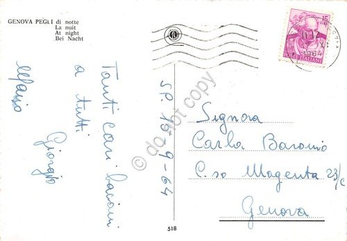 Cartolina Genova Pegli notturno con barca 1964 | Immagine Gallery 2