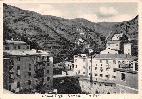 Cartolina Genova Pegli Varenna Tre Ponti paese