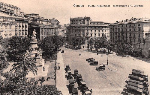Cartolina Genova Piazza Acquaverde auto d'epoca | Immagine principale