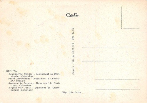 Cartolina Genova Piazza Acquaverde auto d'epoca animata ed. Cali | Immagine Gallery 2