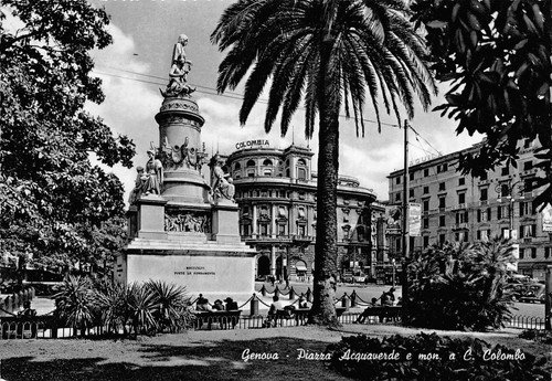Cartolina Genova Piazza Acquaverde Monumento a Colombo