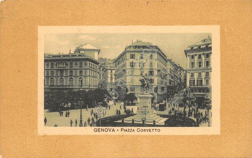 Cartolina Genova Piazza Corvetto 1913 animata