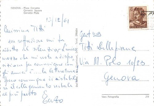 Cartolina Genova Piazza Corvetto 1961