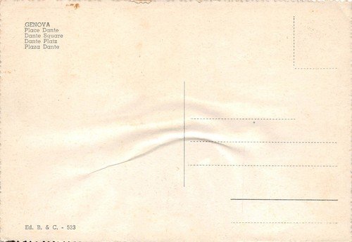 Cartolina Genova Piazza Dante auto d'epoca
