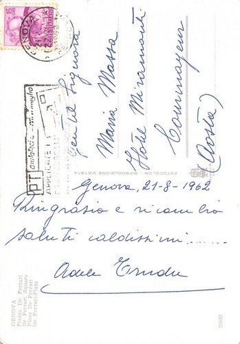 Cartolina Genova Piazza De Ferrari 1962