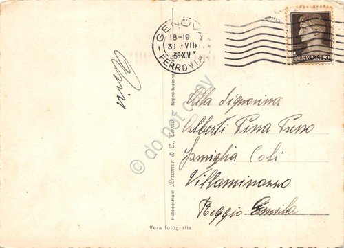 Cartolina Genova Piazza De Ferrari animata 1936