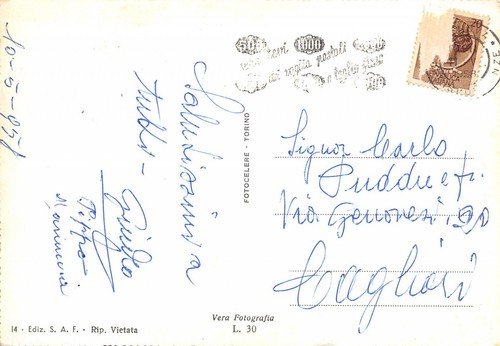 Cartolina Genova Piazza De Ferrari Notturno 1958