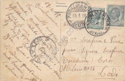 Cartolina Genova Piazza De Ferrari Palazzo Borsa illustrata 1918 | Immagine Gallery 2