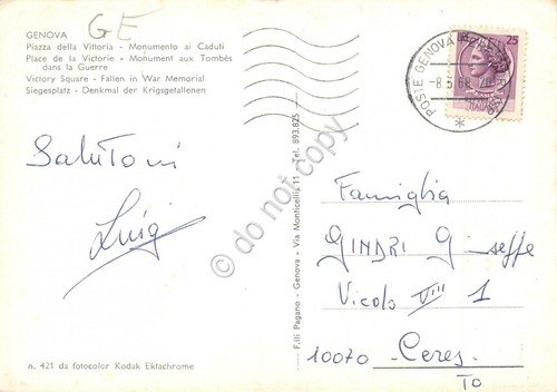 Cartolina Genova Piazza della Vittoria 1968 | Immagine Gallery 2