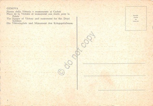 Cartolina Genova Piazza della Vittoria e Monumento ai Caduti