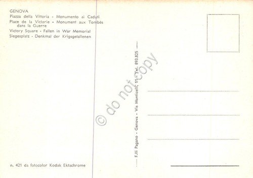 Cartolina Genova Piazza della Vittoria Monumento ai Caduti panorama parziale | Immagine Gallery 2