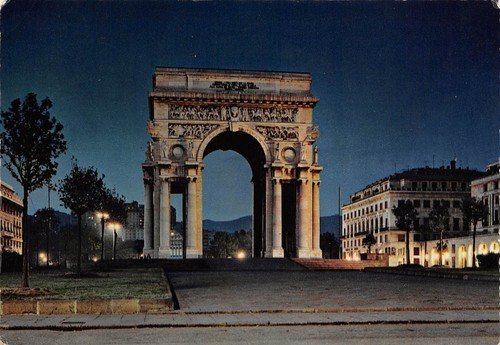 Cartolina Genova Piazza della Vittoria Notturno 1968 | Immagine principale