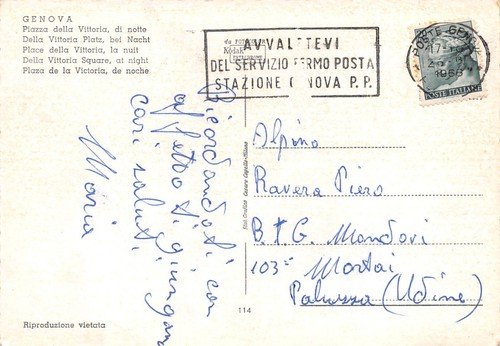 Cartolina Genova Piazza della Vittoria Notturno 1968 | Immagine Gallery 2
