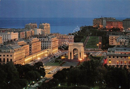 Cartolina Genova Piazza della Vittoria Notturno | Immagine principale