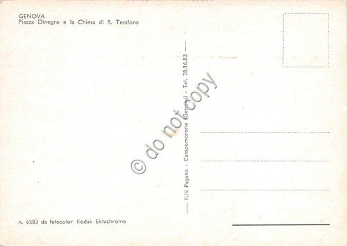 Cartolina Genova Piazza Dinegro Chiesa San Teodoro notturno | Immagine Gallery 2