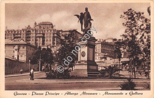 Cartolina Genova Piazza Principe Albergo Miramare Animata carrozza Ed Scrocchi