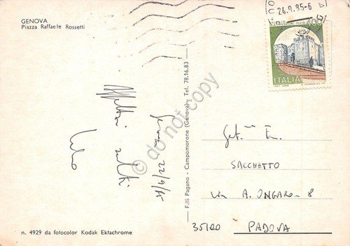 Cartolina Genova Piazza Raffaele Rossetti 1985