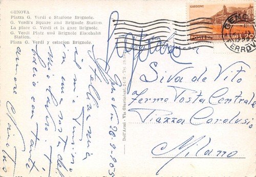 Cartolina Genova Piazza Verdi Stazione Brignole 1955 | Immagine Gallery 2