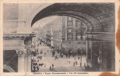 Cartolina Genova Ponte Monumentale e via XX Settembre animata carrozza … | Immagine principale