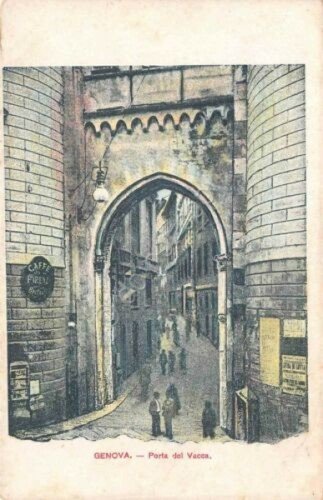 Cartolina Genova Porta del Vacca anni '10 Caffè Firenze animata | Immagine principale