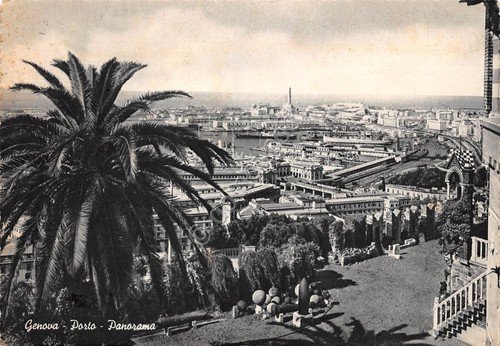 Cartolina Genova Porto e panorama 1952