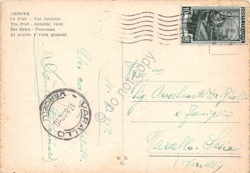 Cartolina Genova Porto e panorama 1952