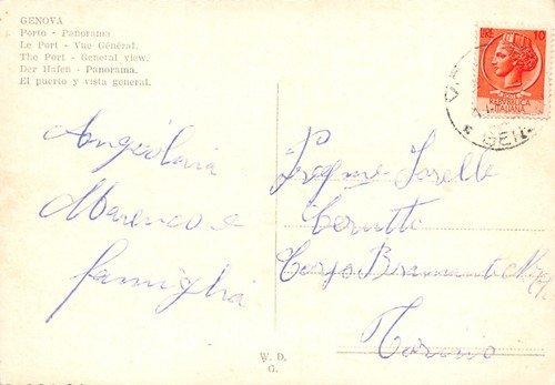 Cartolina Genova Porto e panorama Navi