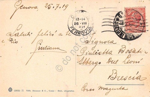 Cartolina Genova Porto illustrata 1919