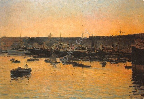 Cartolina Genova Porto Pittura di A. Costa