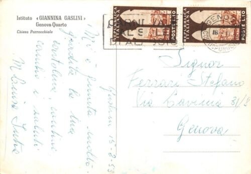 Cartolina Genova Quarto Istituto Gaslini Chiesa 1953
