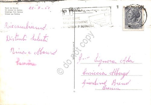 Cartolina Genova Righi vedute varie Timbro PT 1961