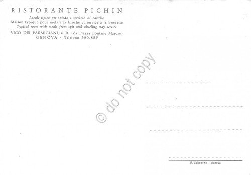 Cartolina Genova Ristorante Pichin