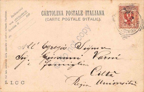 Cartolina Genova Sampierdarena Bagni Margherita animata 1904 1/2 vignetta